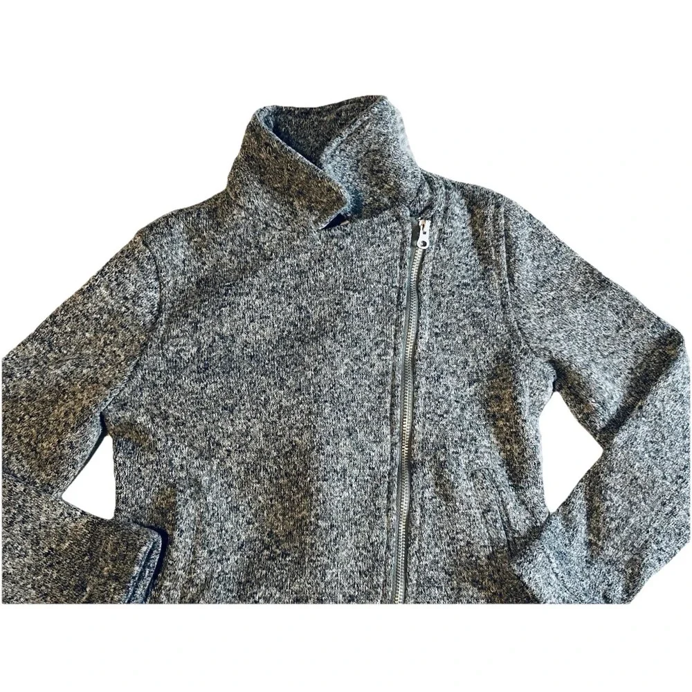 Old Navy Youth Girls Size Small (6/7)Jacket Asymmetrical Zip Heather Gray Fleece